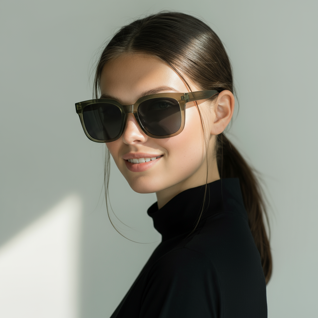 Oversized green square sunglasses