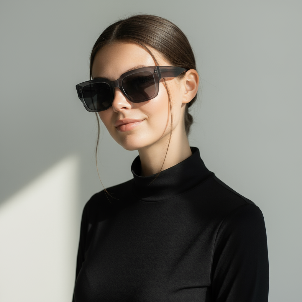 Bold rectangle grey sunglasses