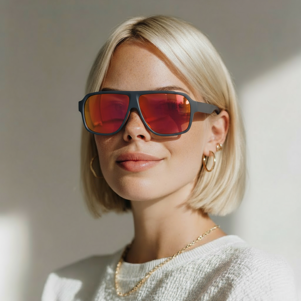 Oversized sport blue sunglasses