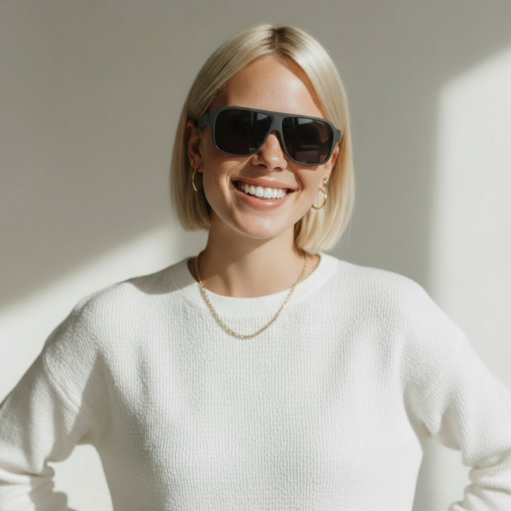 Oversized grey sport sunglasses