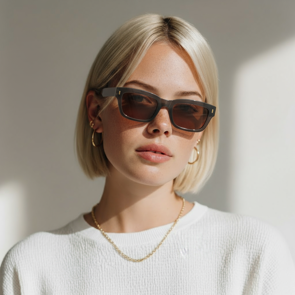 Rectangular coffee brown sunglasses