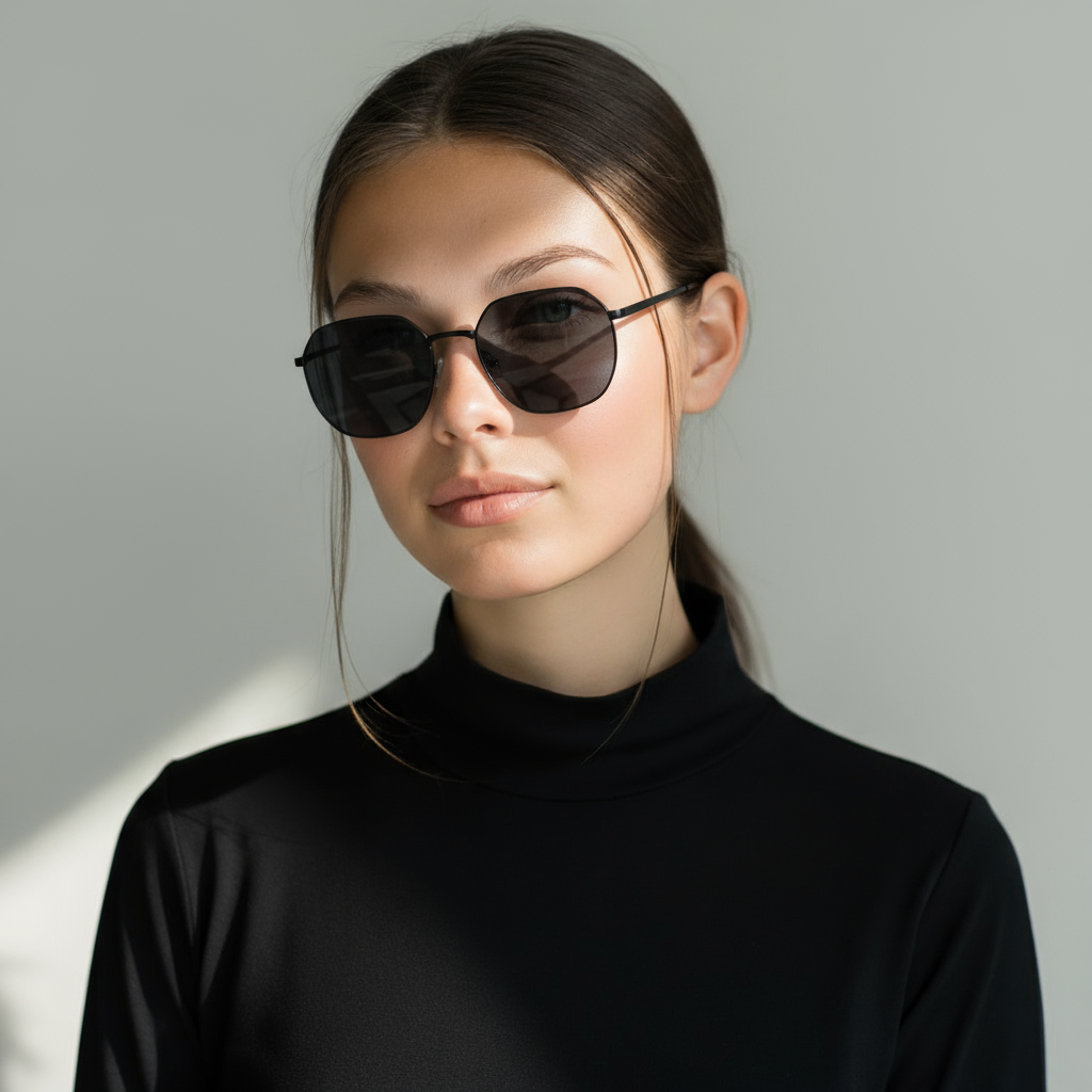 Geometric minimal black sunglasses