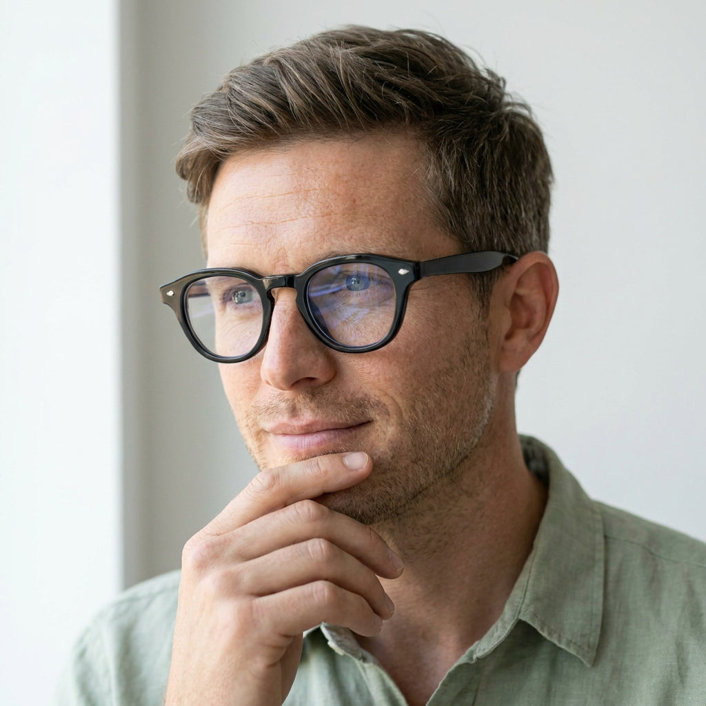 Alassio round black eyeglasses