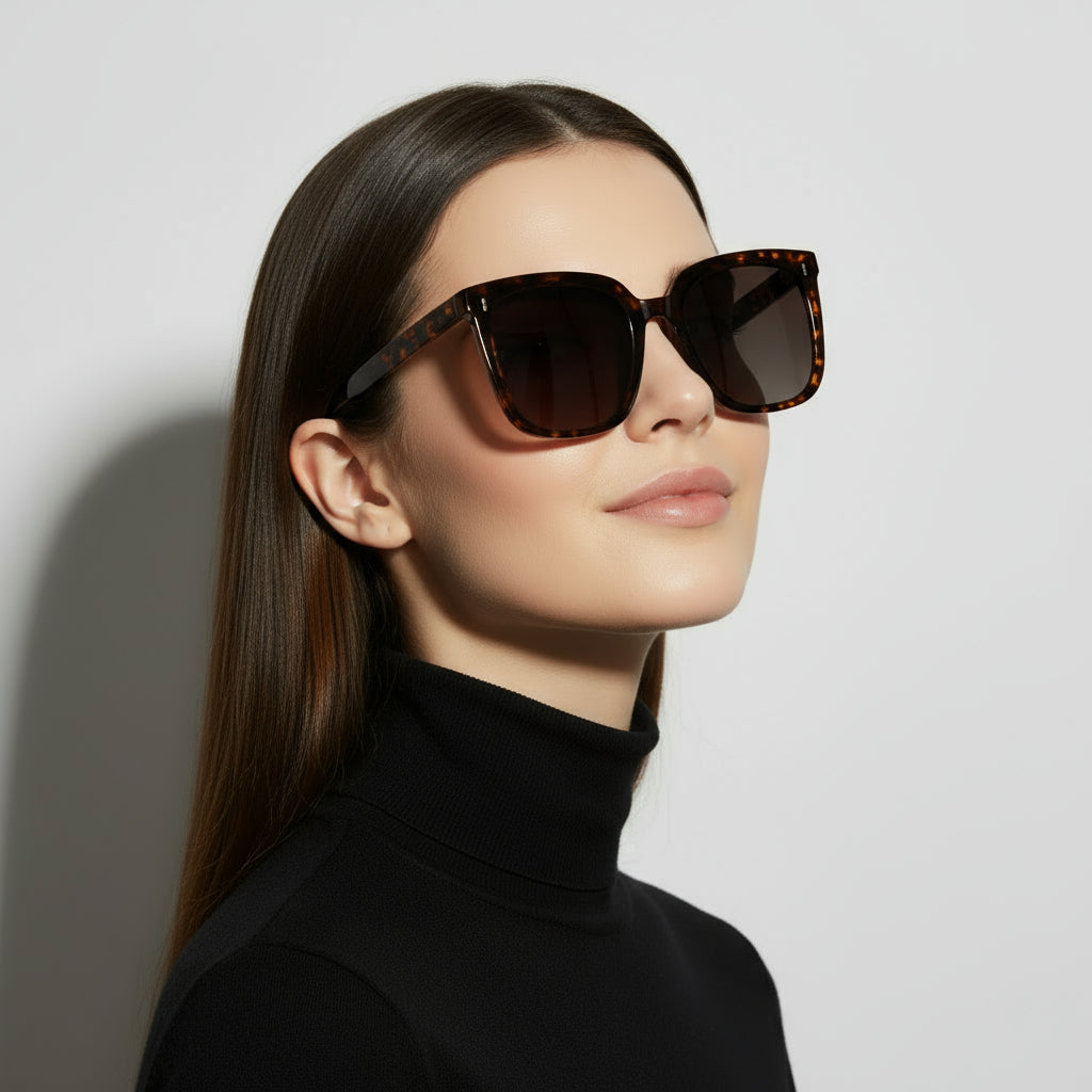 Oversized tortoise square sunglasses