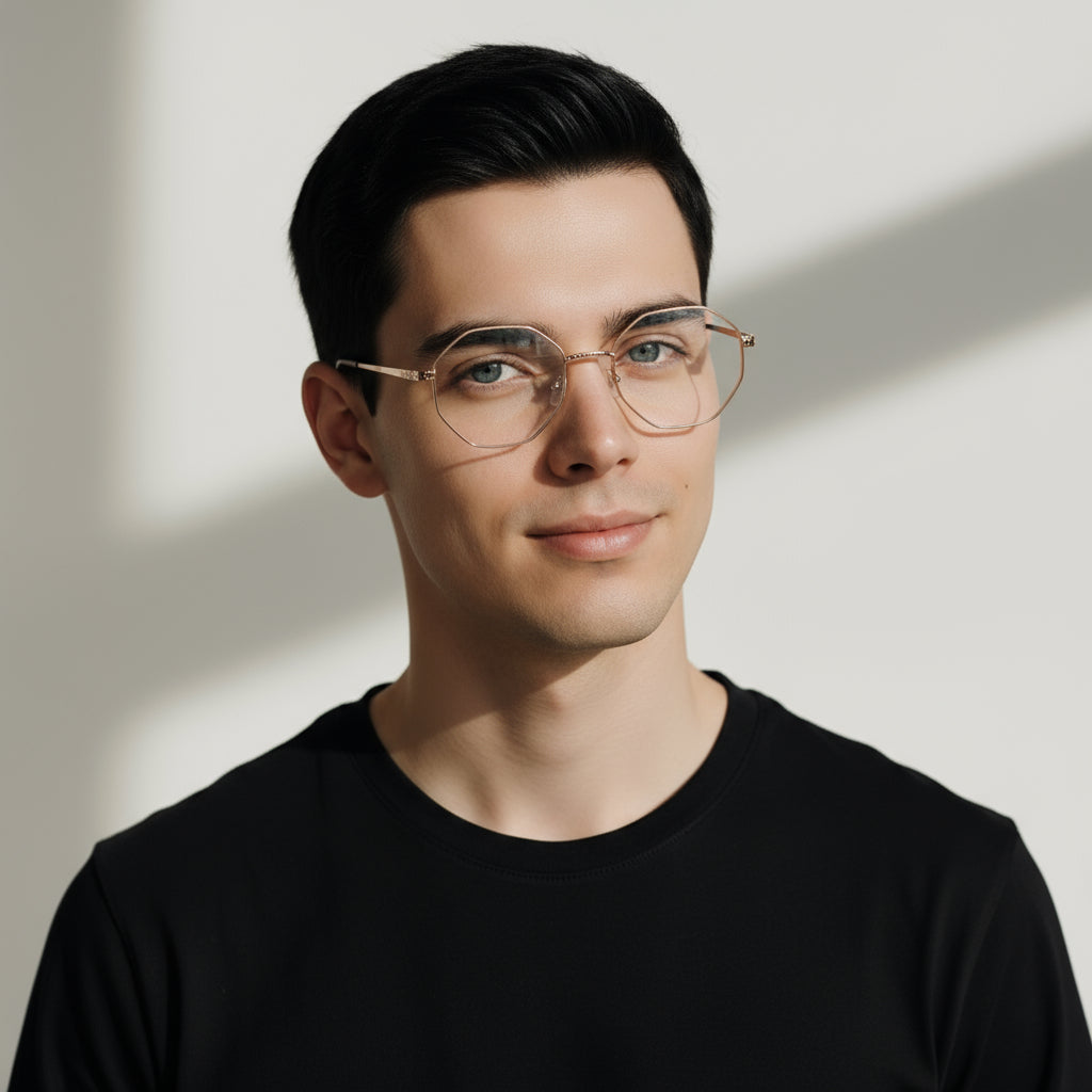 Metal geometric gold eyeglasses