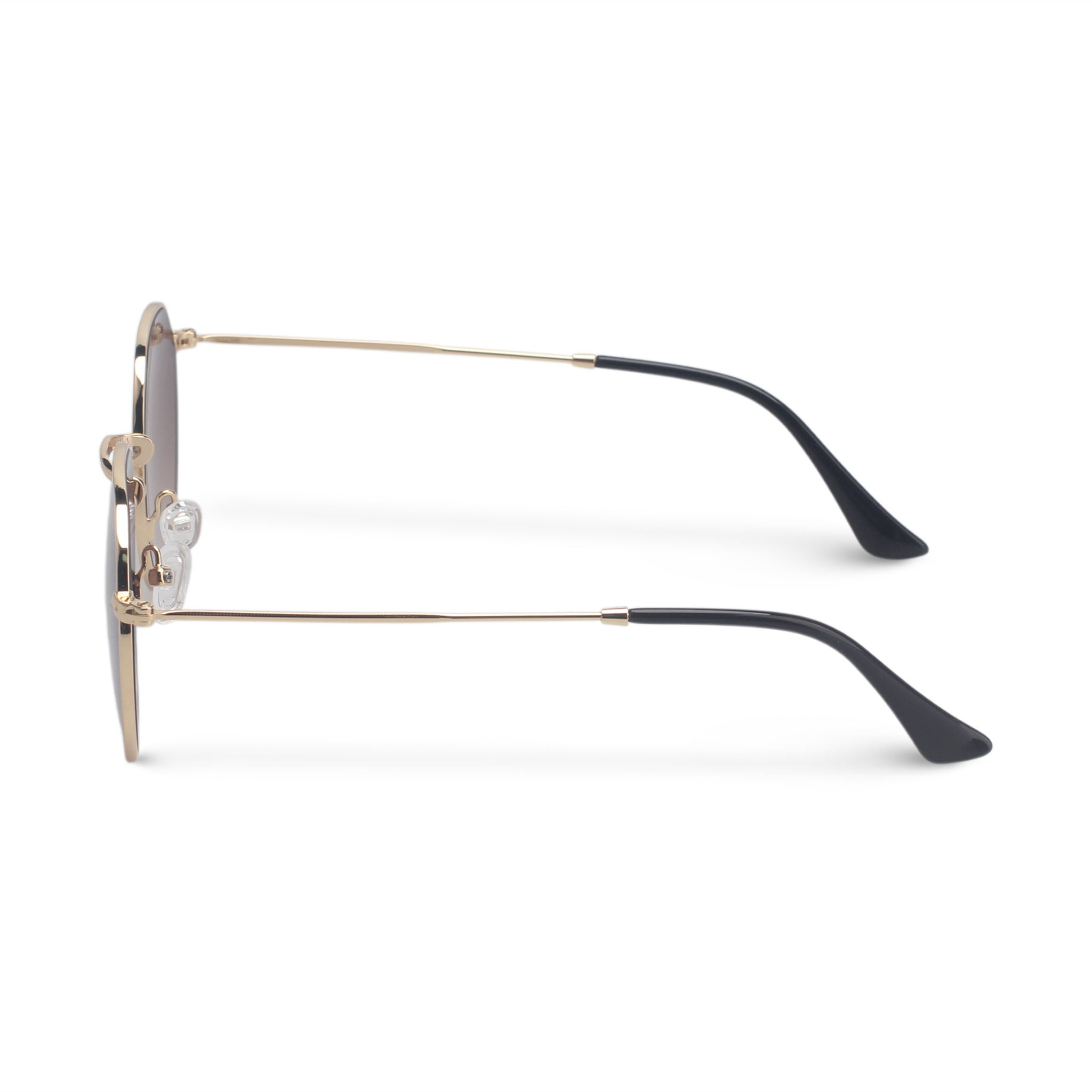 Geometric minimalistic gold and brown sunglasses