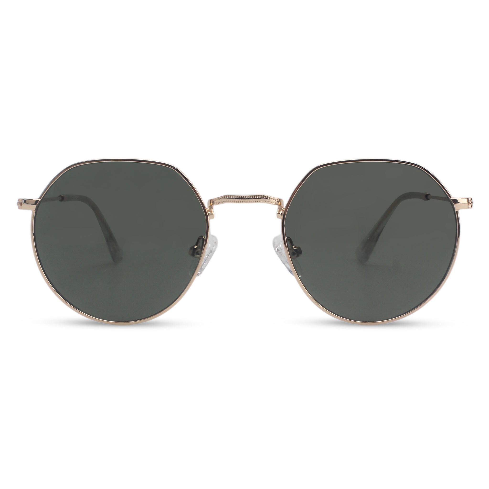 Geometric minimalistic gold and green sunglasses