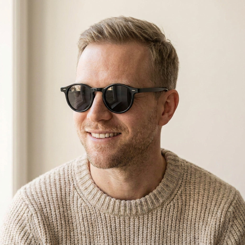 Positano round black sunglasses