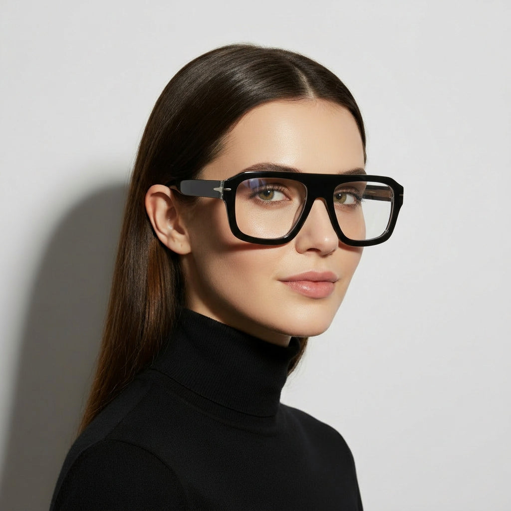 black oversized aviator glasses
