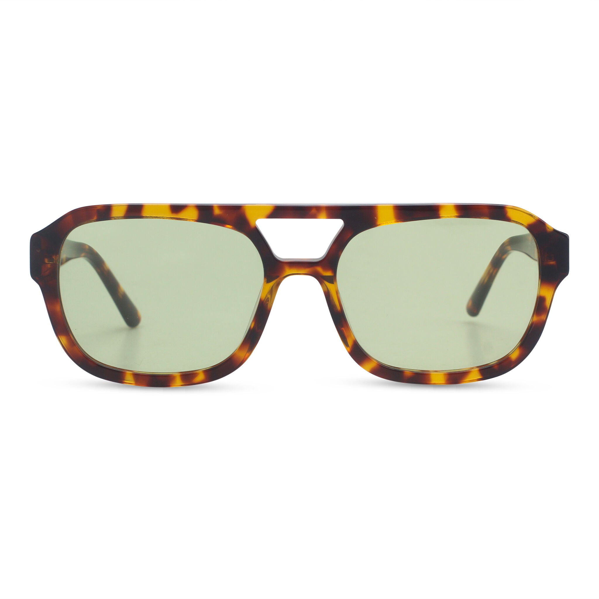 Stylish aviator tortoise and green sunglasses