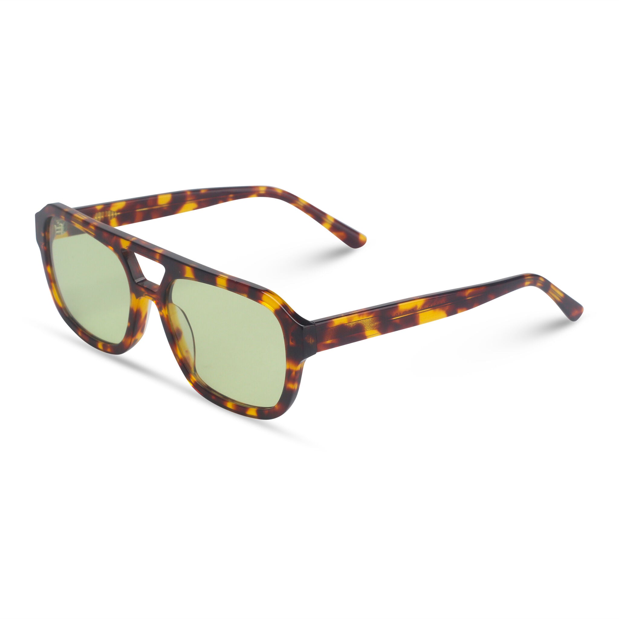 Stylish aviator tortoise and green sunglasses