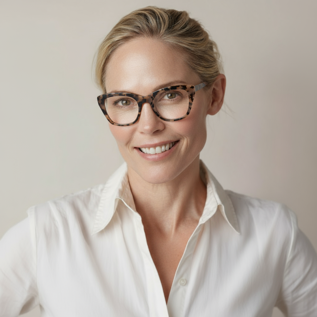 Women cat-eye bright tortoise eyeglasses