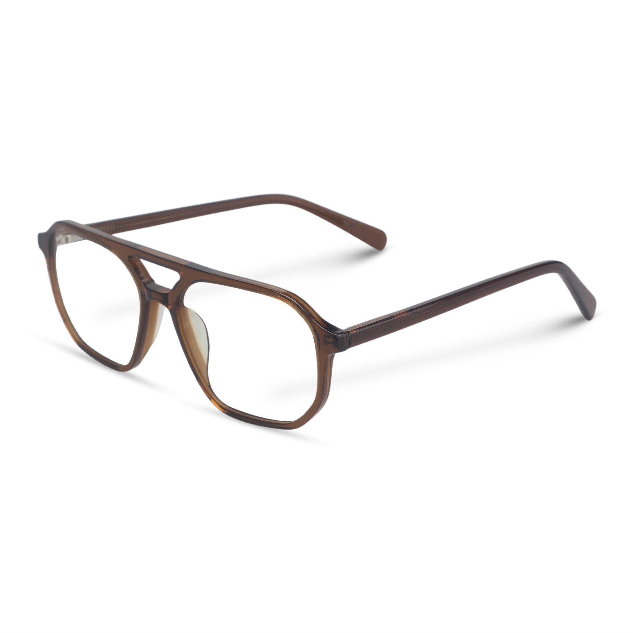 Brown aviator plastic eyeglasses