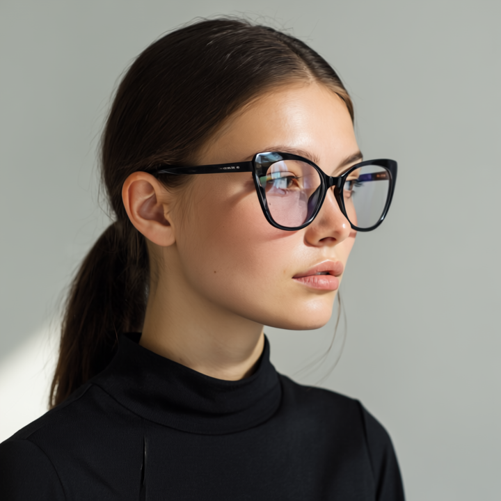 Cat-eye black eyeglasses