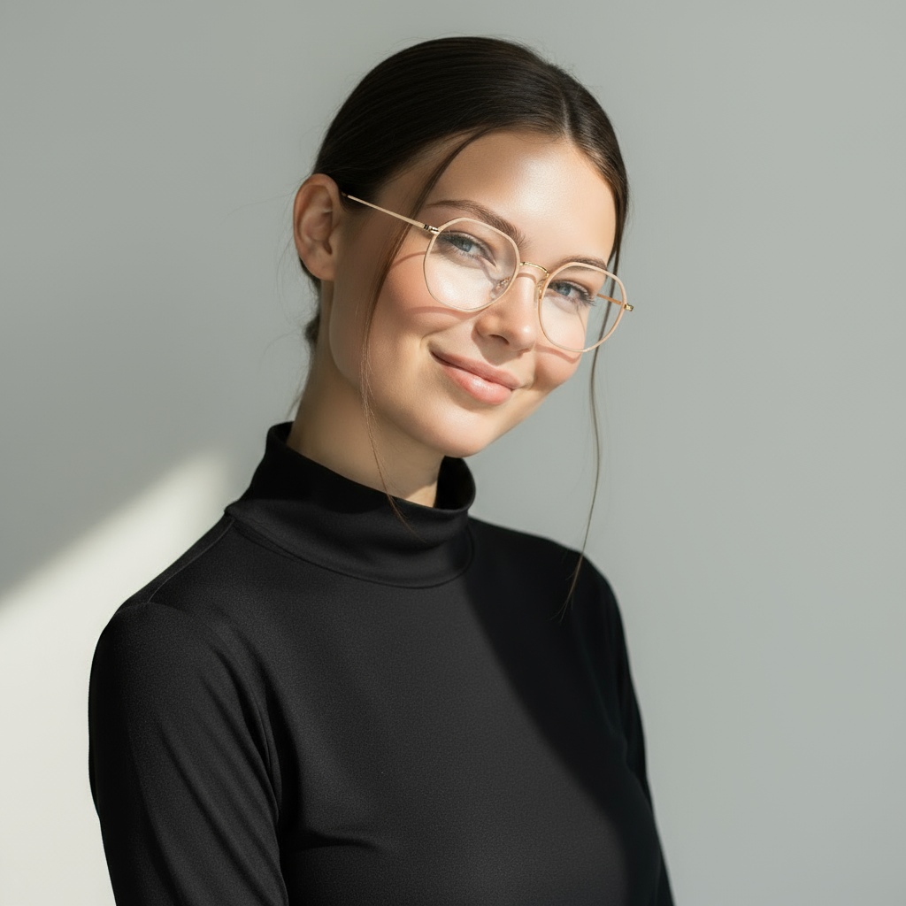 Geometric metal pink and gold eyeglasses