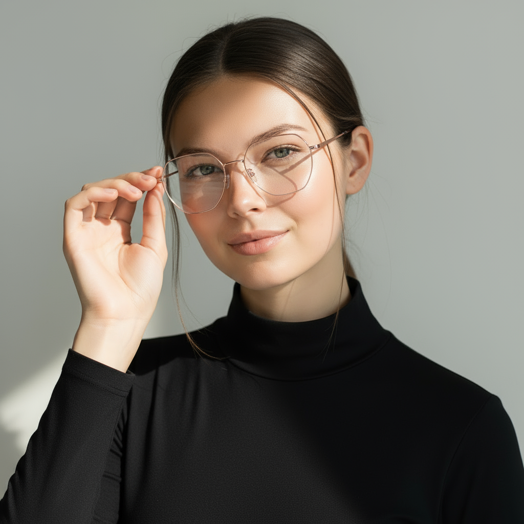Minimal geometric pink eyeglasses
