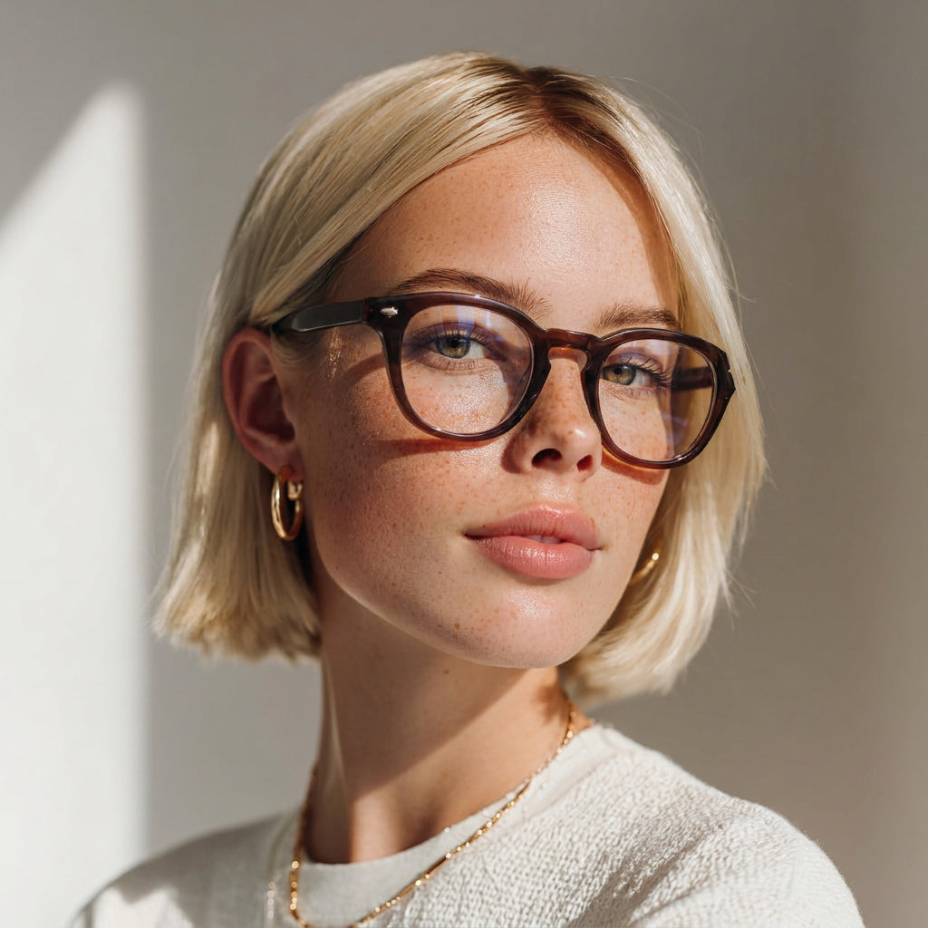 Alassio round brown eyeglasses