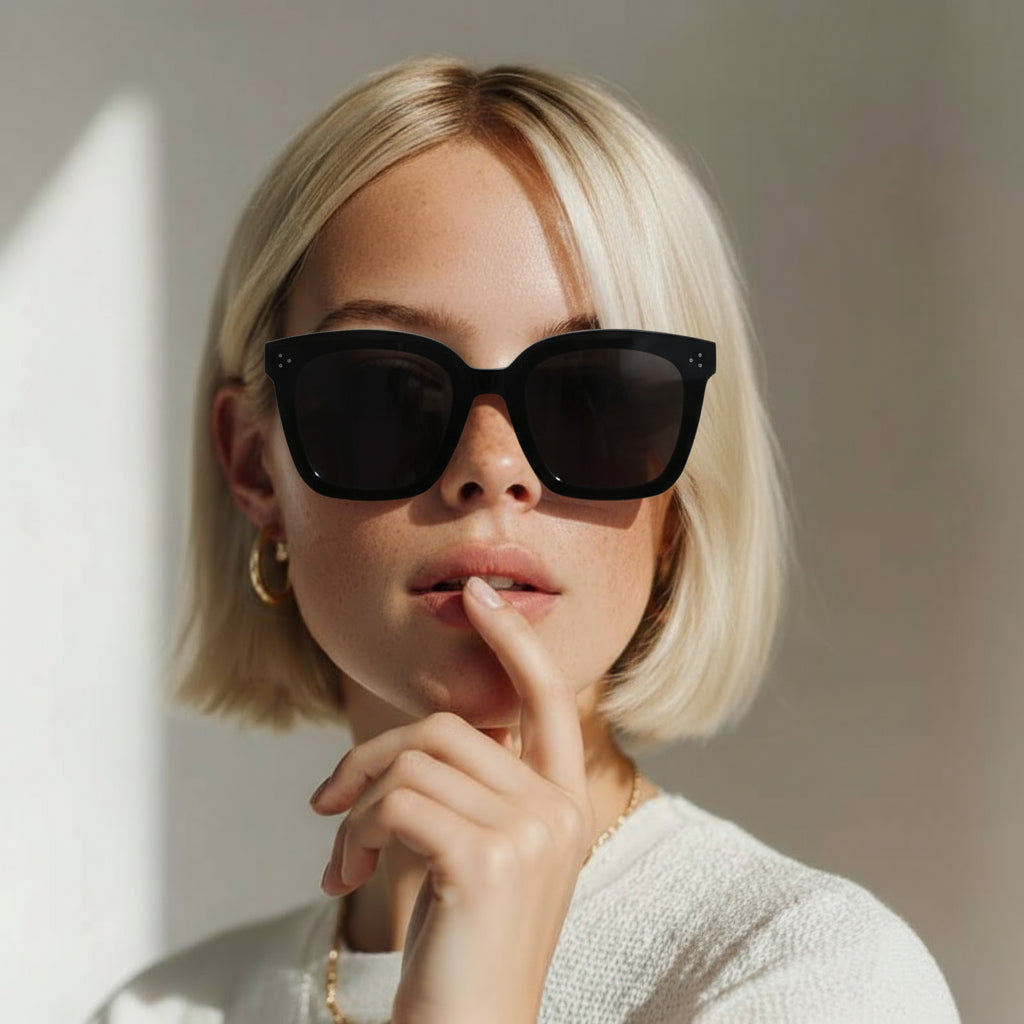Oversized black square sunglasses