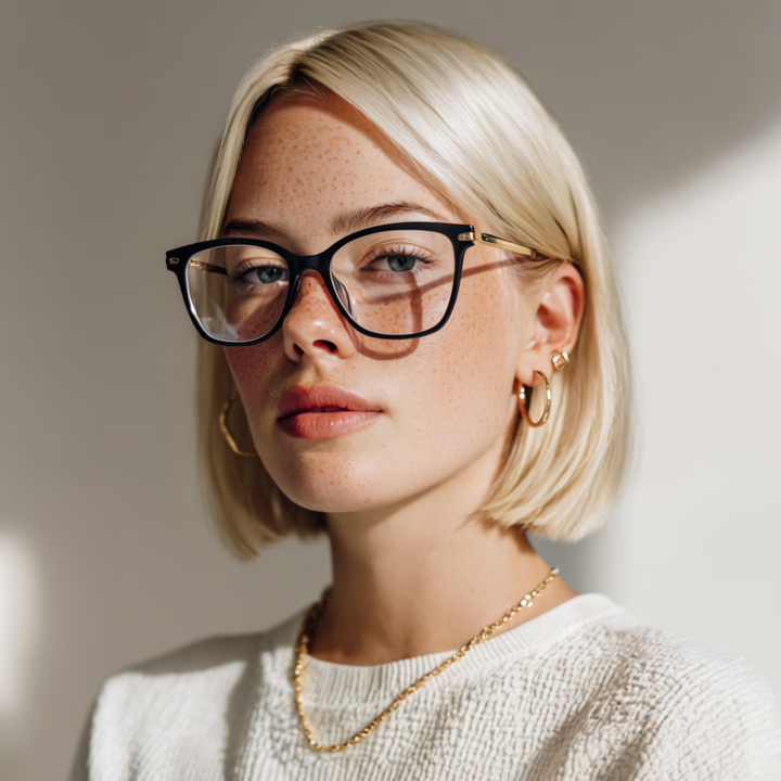 Cat-eye black eyeglasses