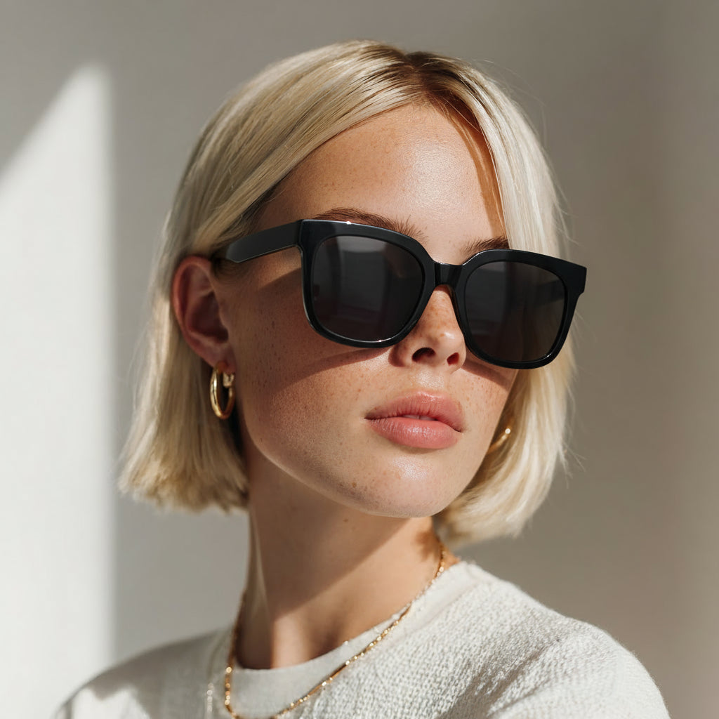Oversized black square sunglasses