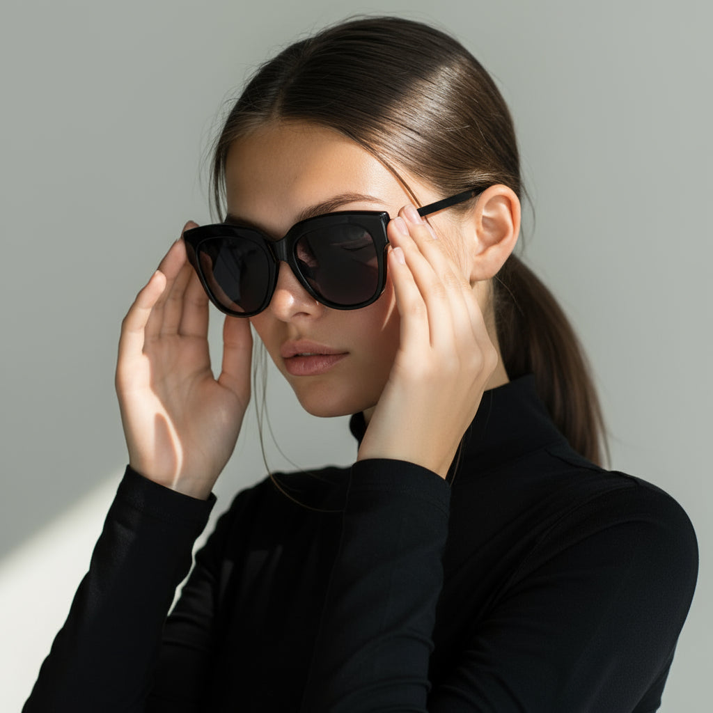 Cat-eye black bold sunglasses