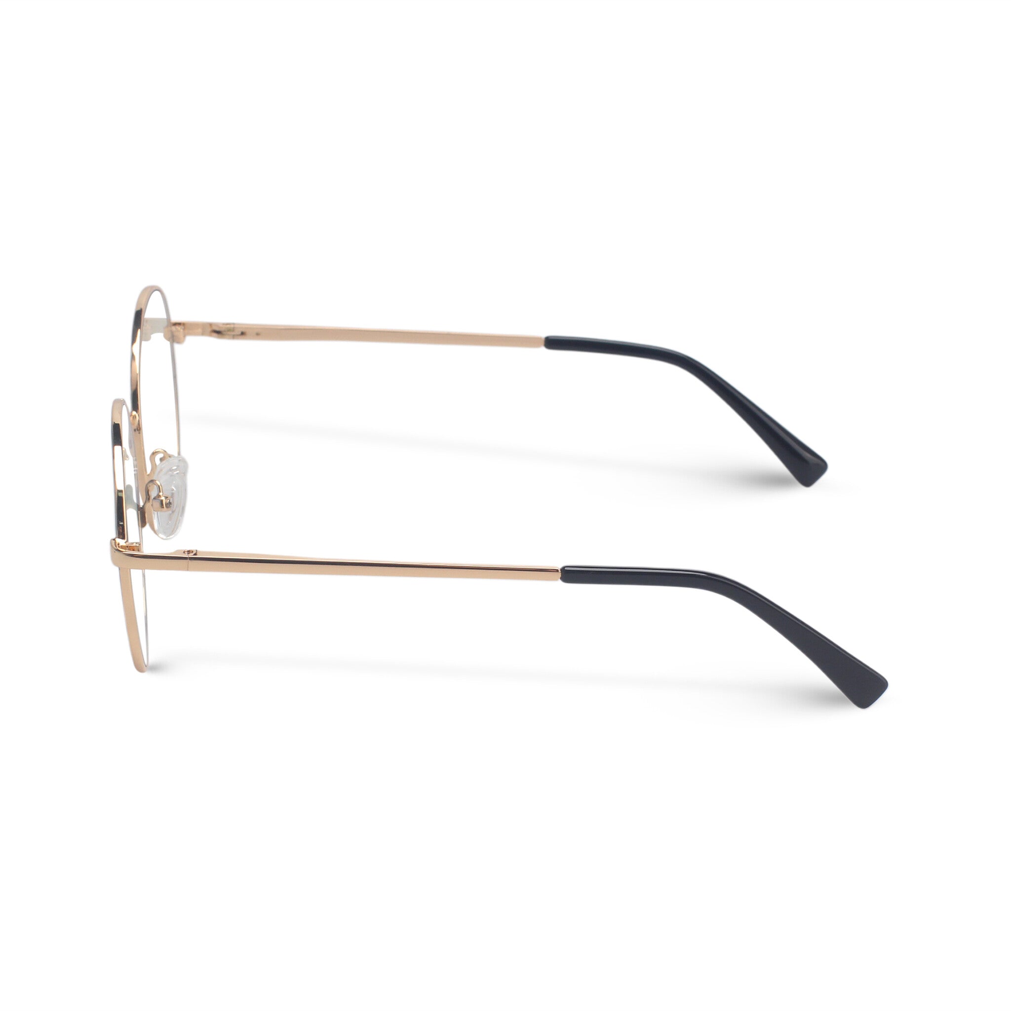 Round eyeglasses with gold frame