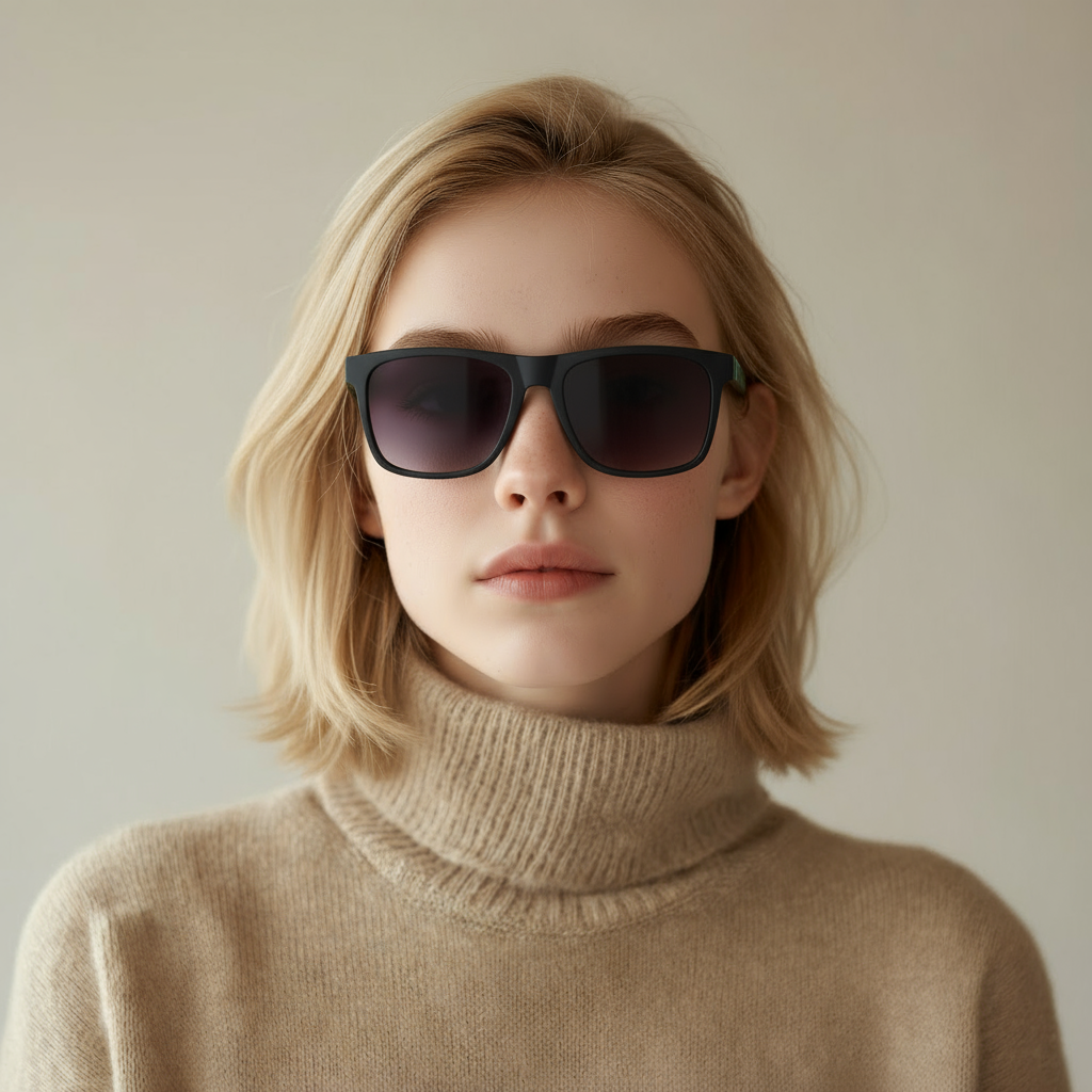 Square black sport sunglasses