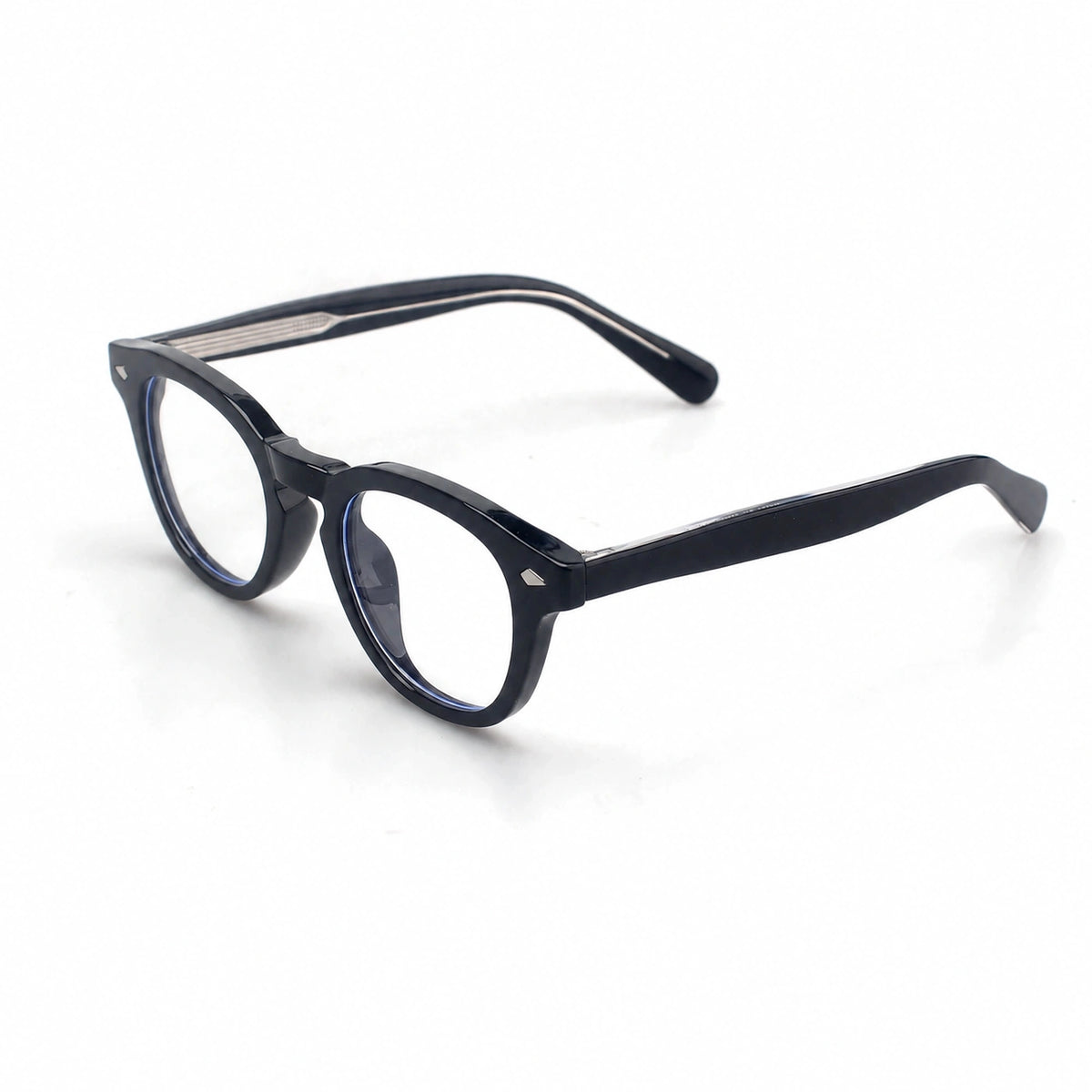 Alassio round black eyeglasses