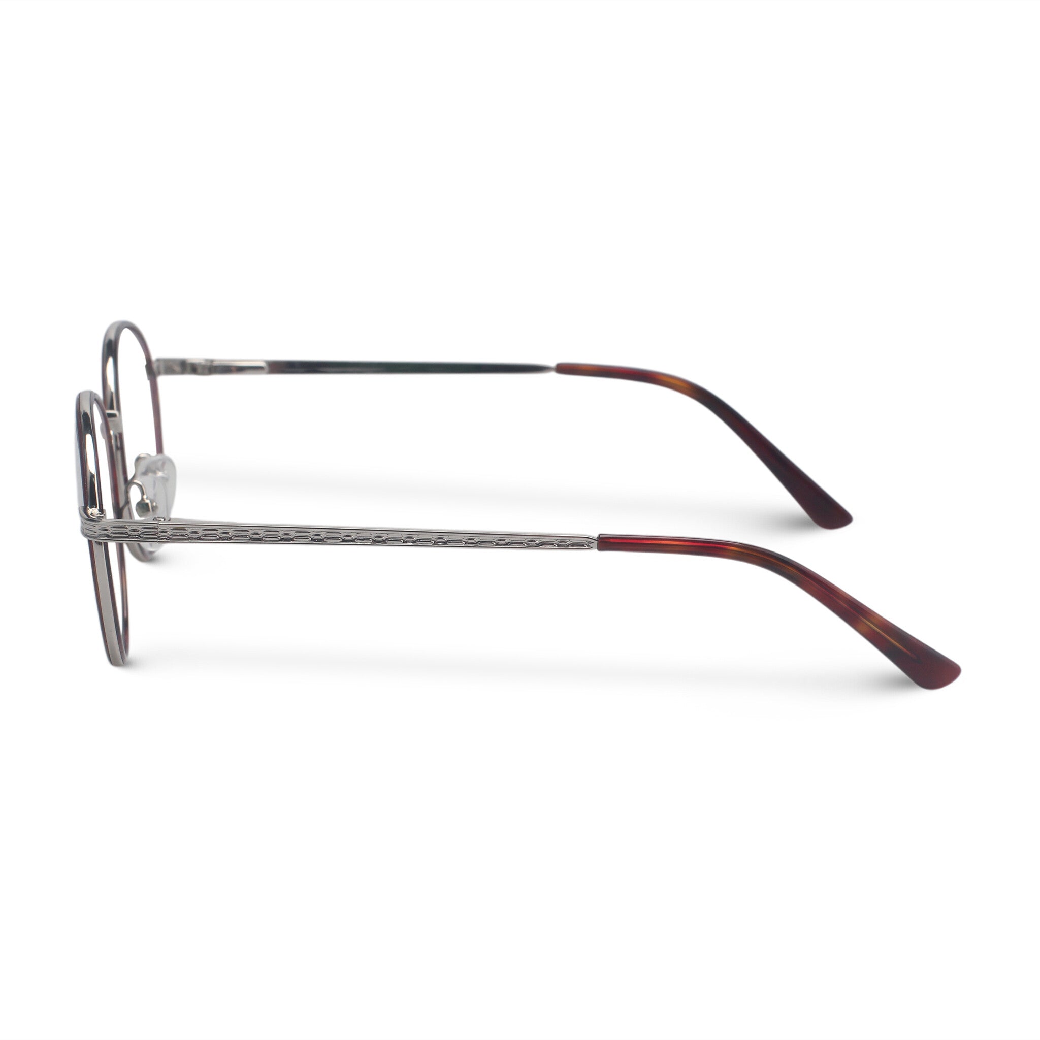Round brown and silver eyeglasses