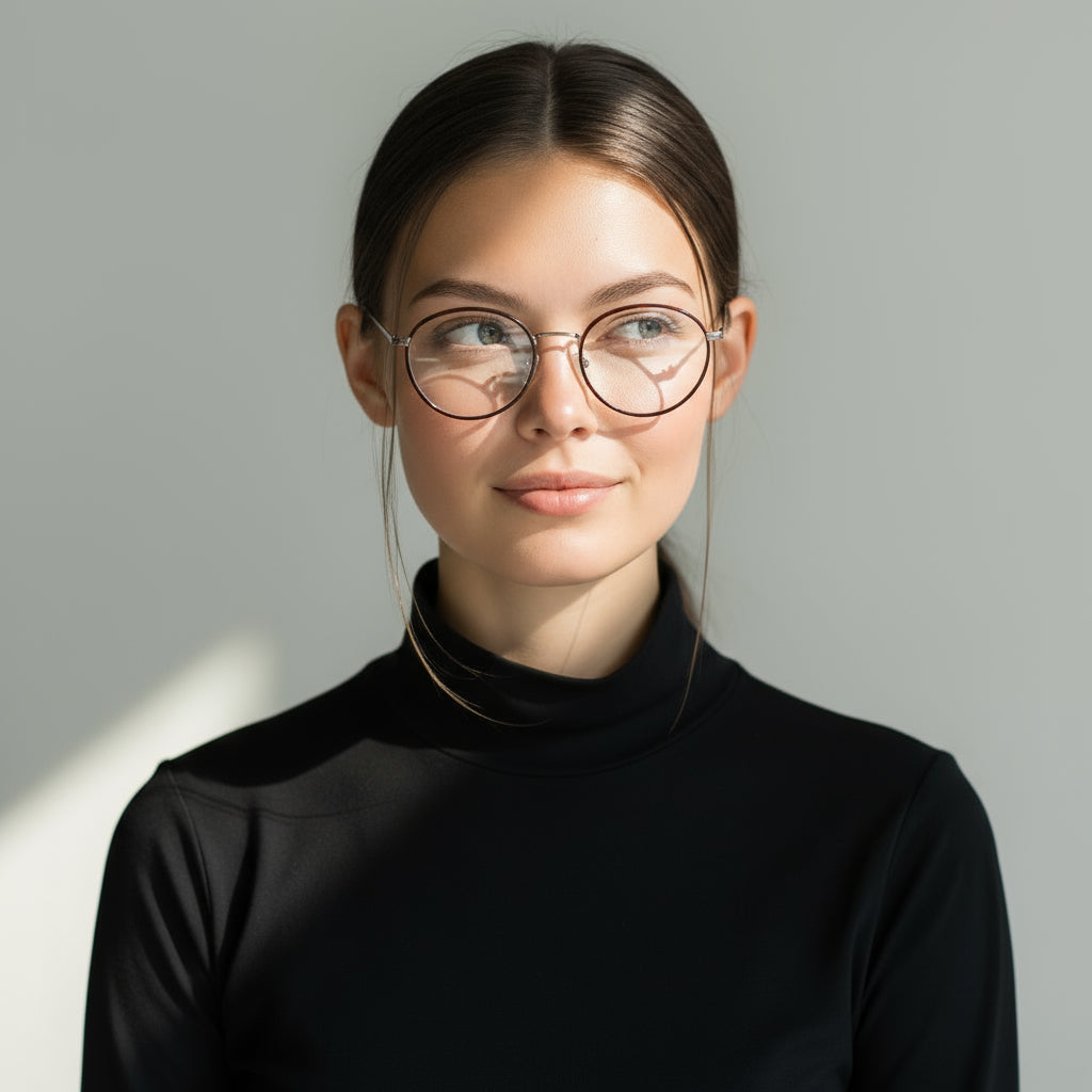 Round brown and silver eyeglasses