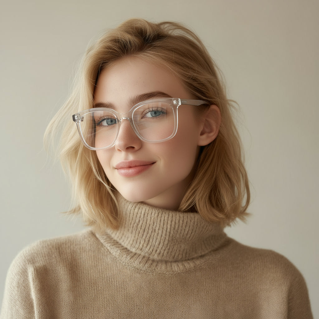 Oversized square transparent eyeglasses
