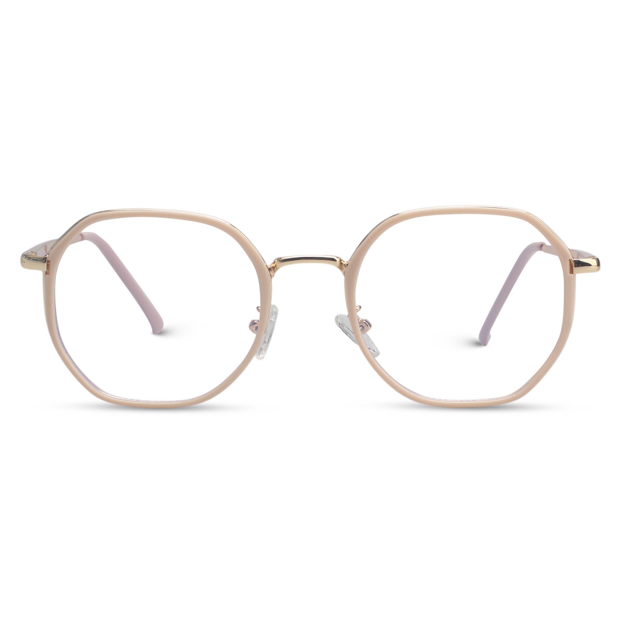 Geometric metal pink and gold eyeglasses