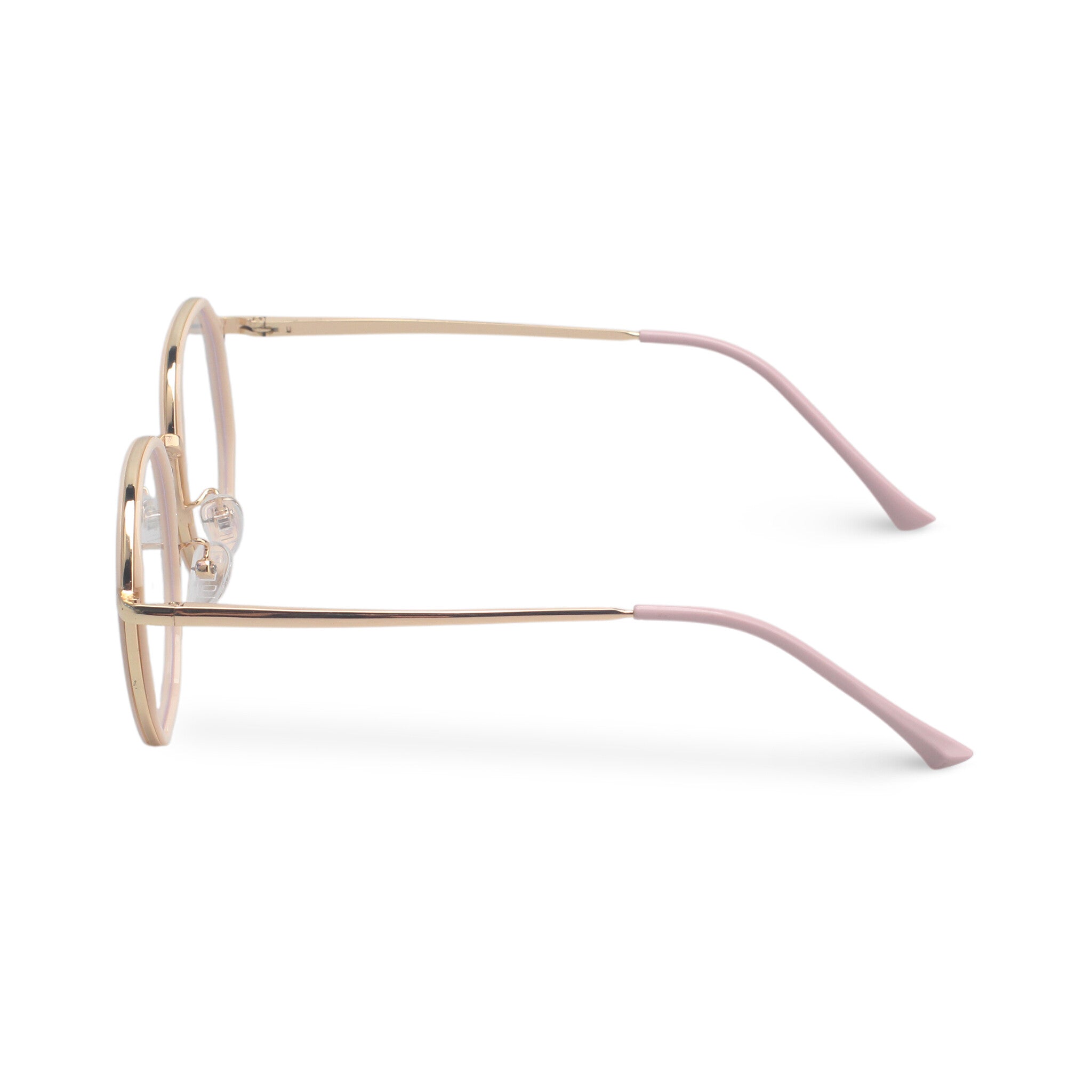 Geometric metal pink and gold eyeglasses