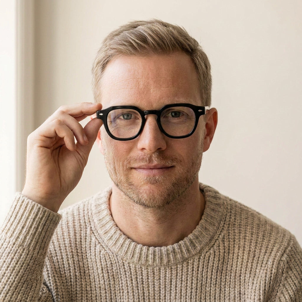 Bergamo round black eyeglasses