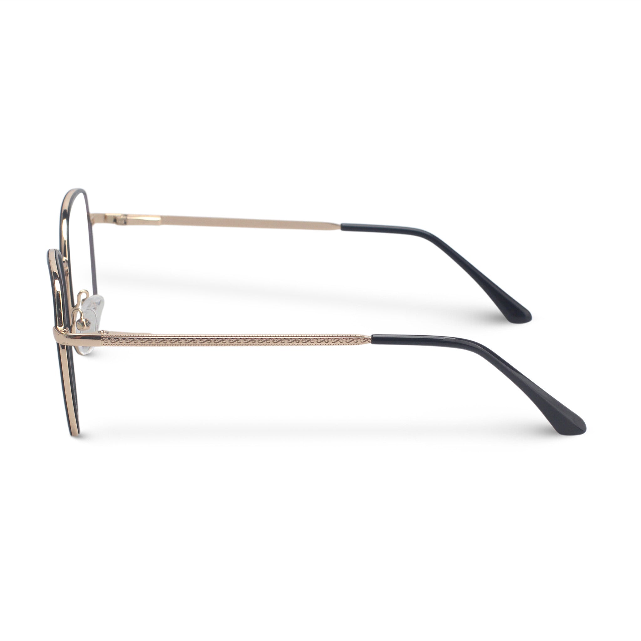 Minimal geometric black and gold eyeglasses