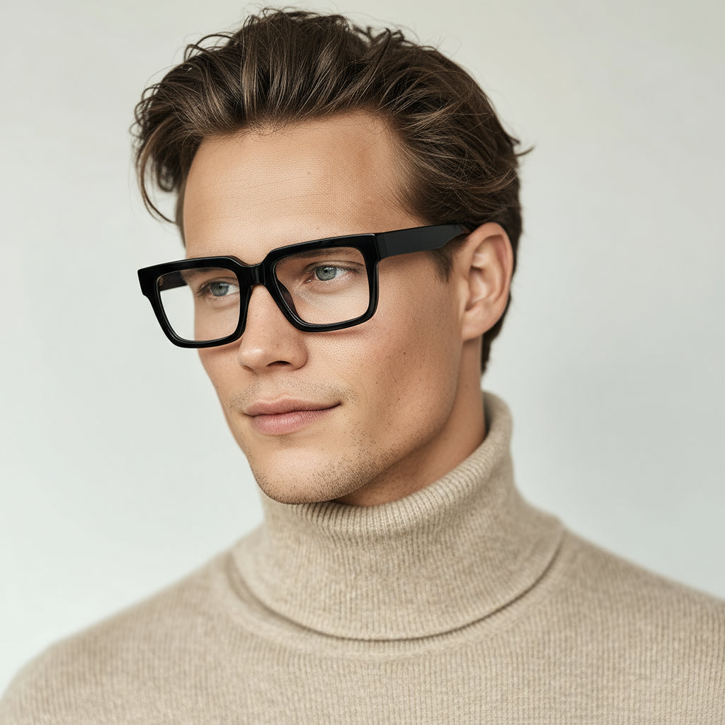 Bold rectangle black eyeglasses