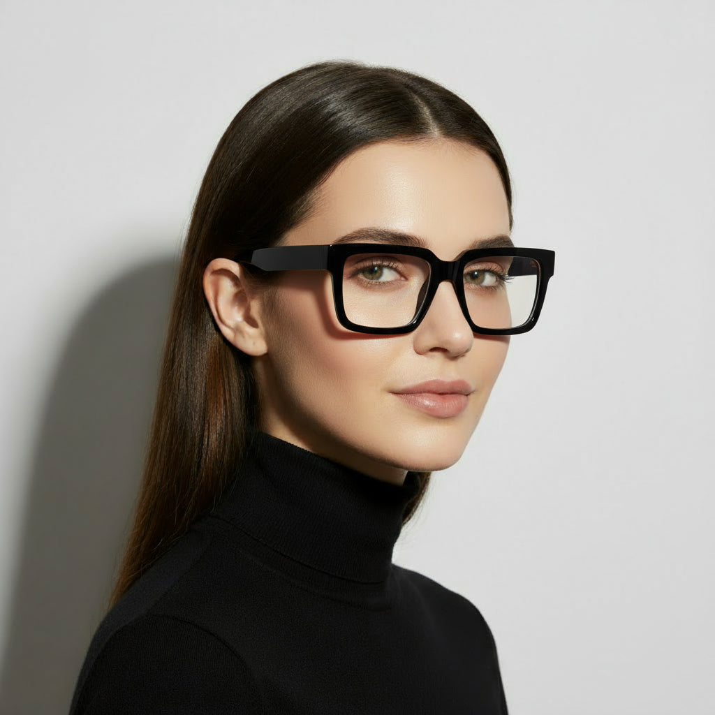 Bold rectangle black eyeglasses