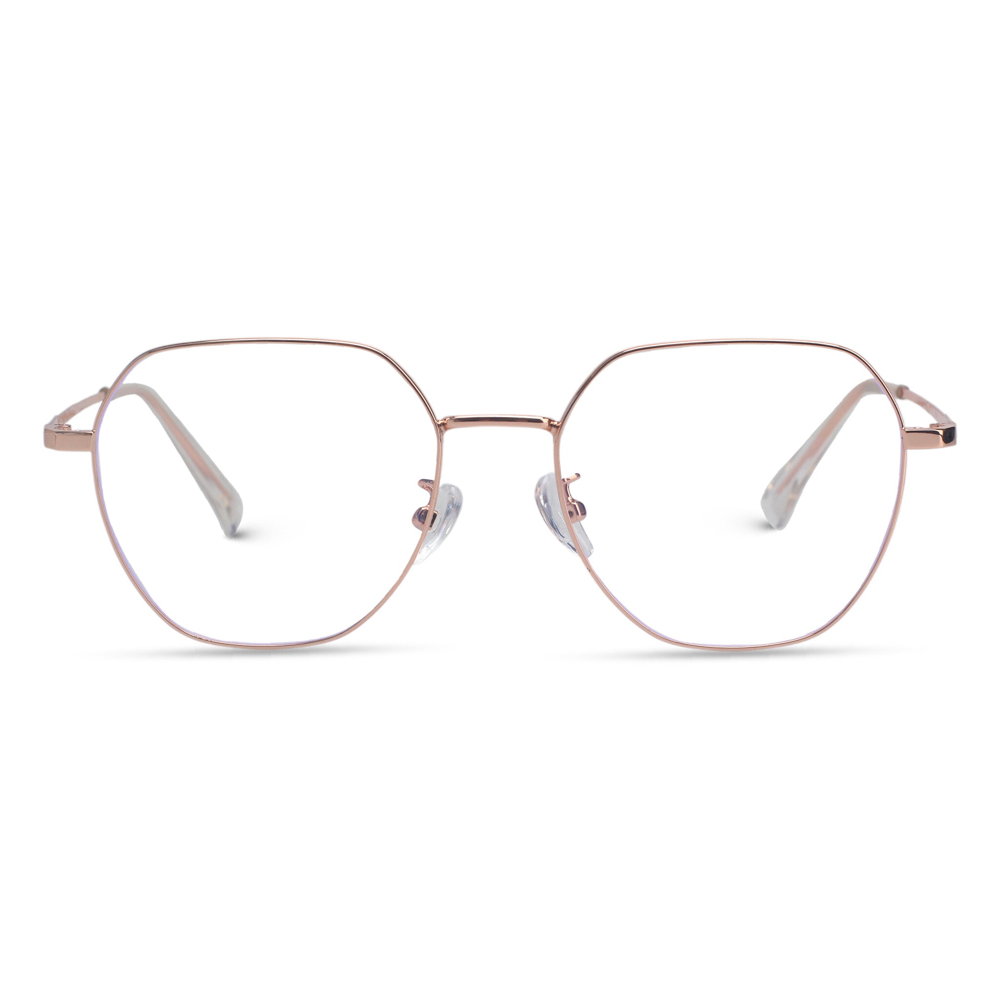 Minimal geometric pink eyeglasses