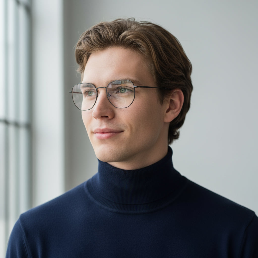 Minimal geometric black eyeglasses