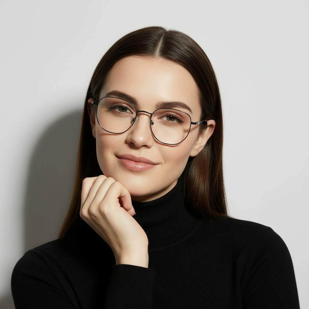 Minimal geometric black eyeglasses