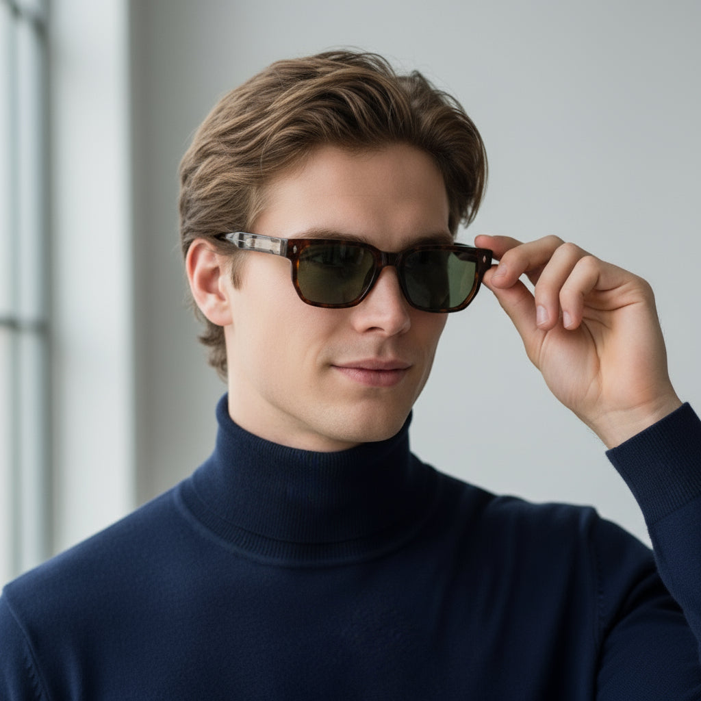 Bold rectangular tortoise sunglasses