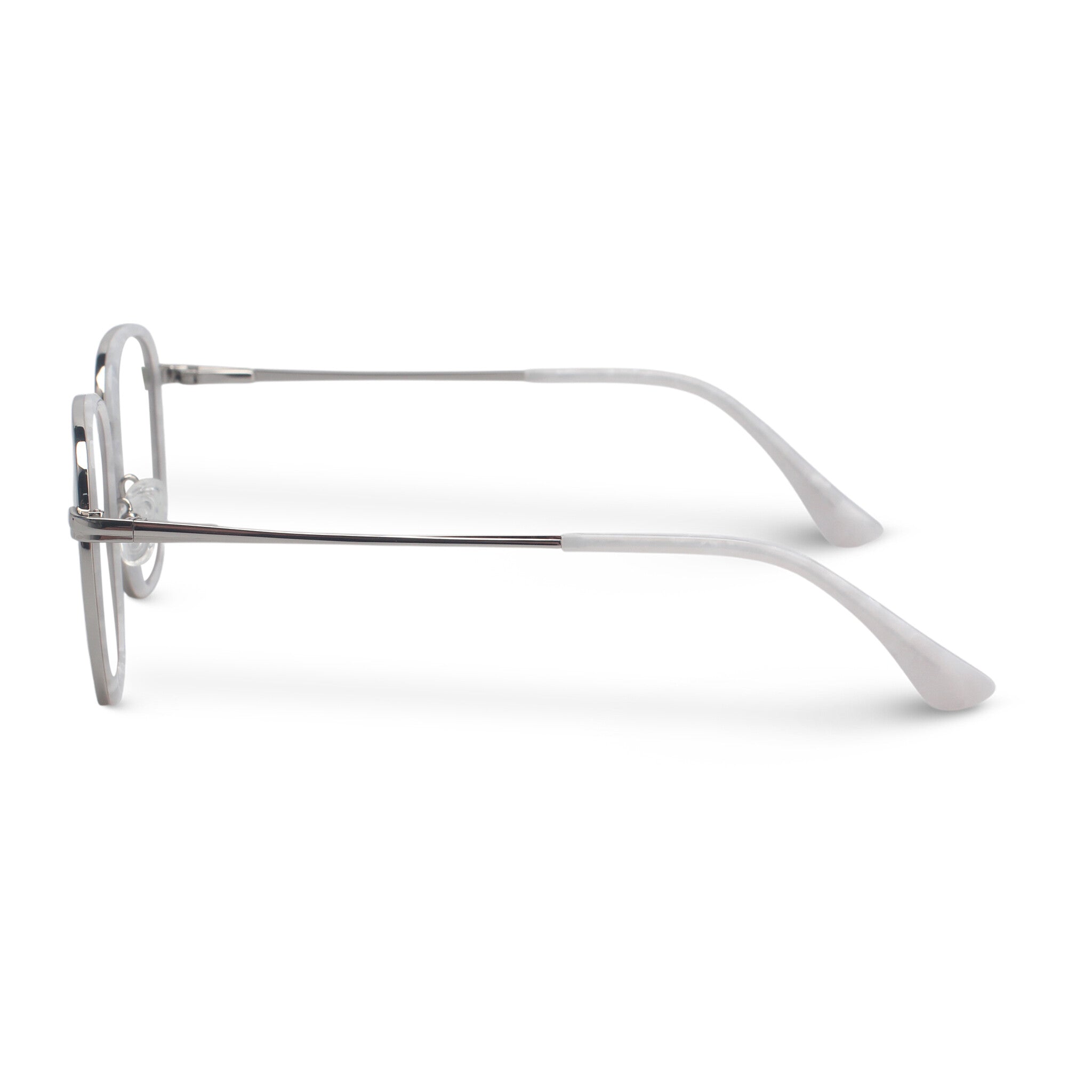 Minimal metal silver geometric eyeglasses