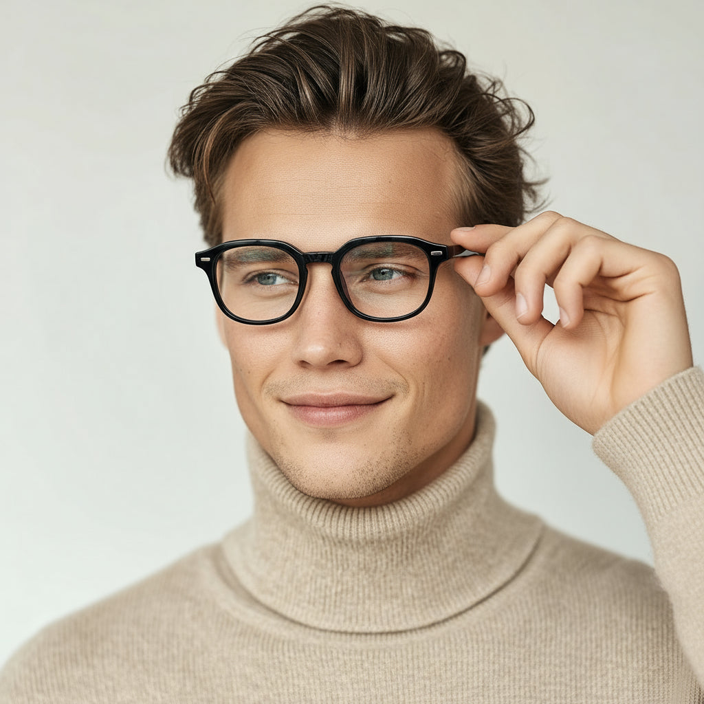 black square plastic eyeglasses