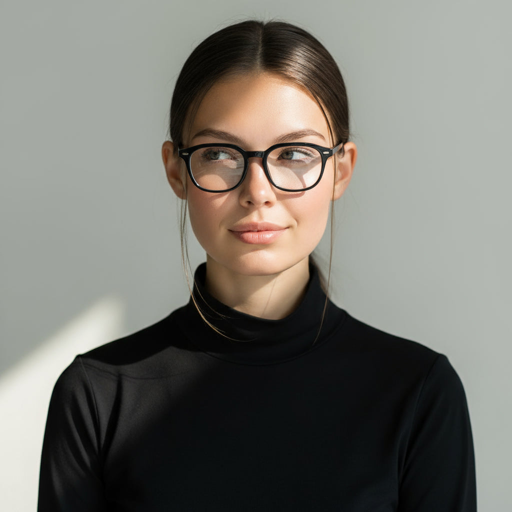 black square plastic eyeglasses
