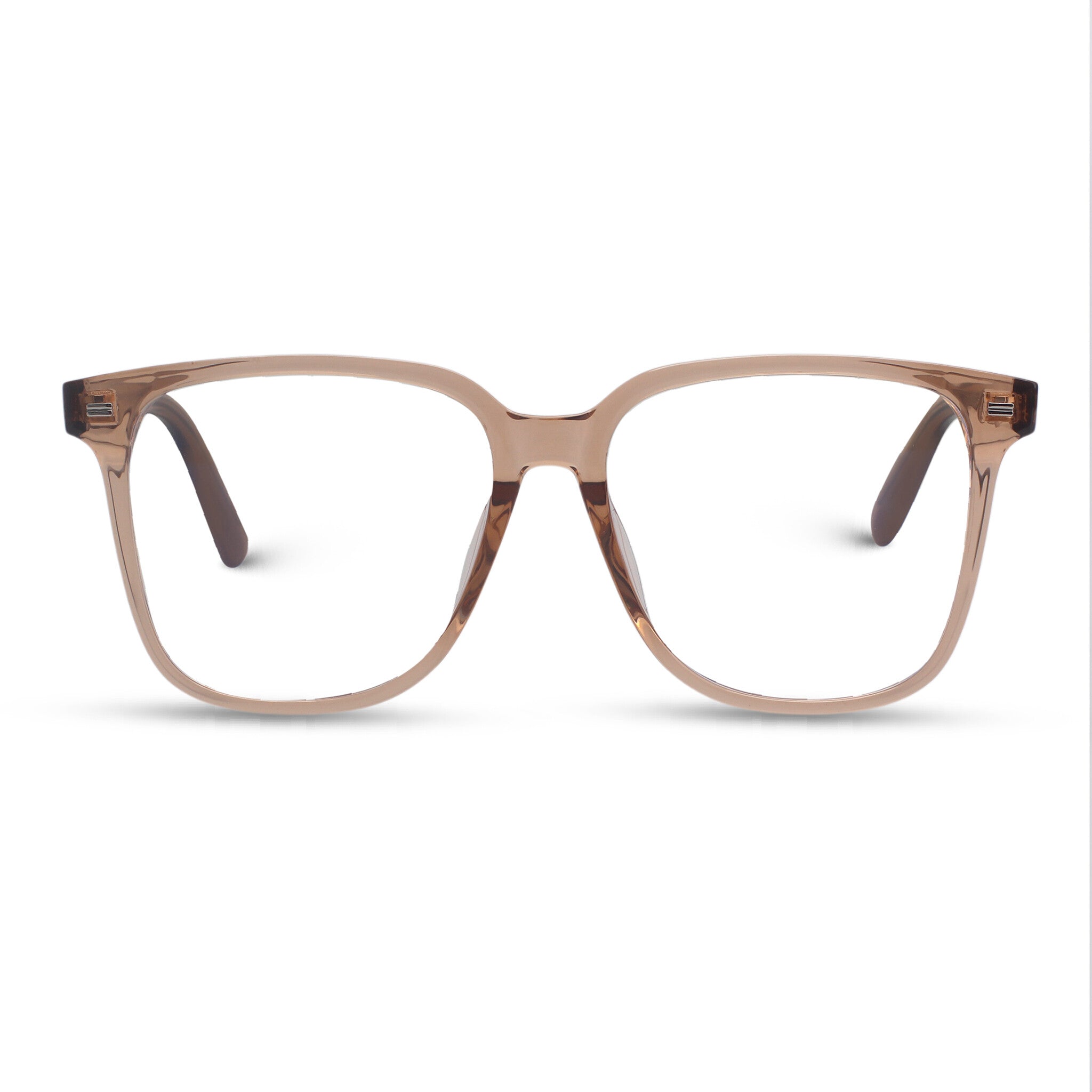 beige pink square plastic eyeglasses