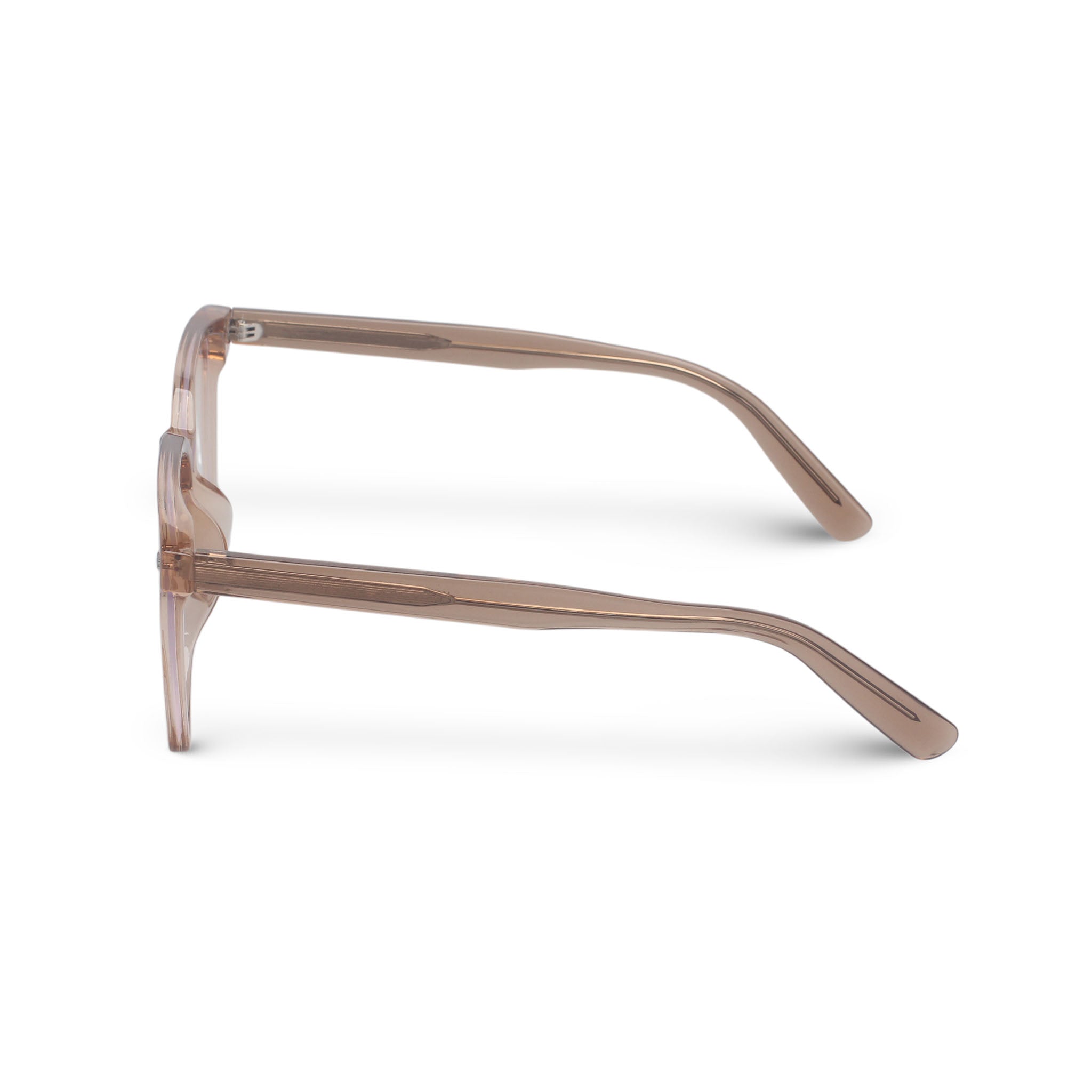 beige pink square plastic eyeglasses