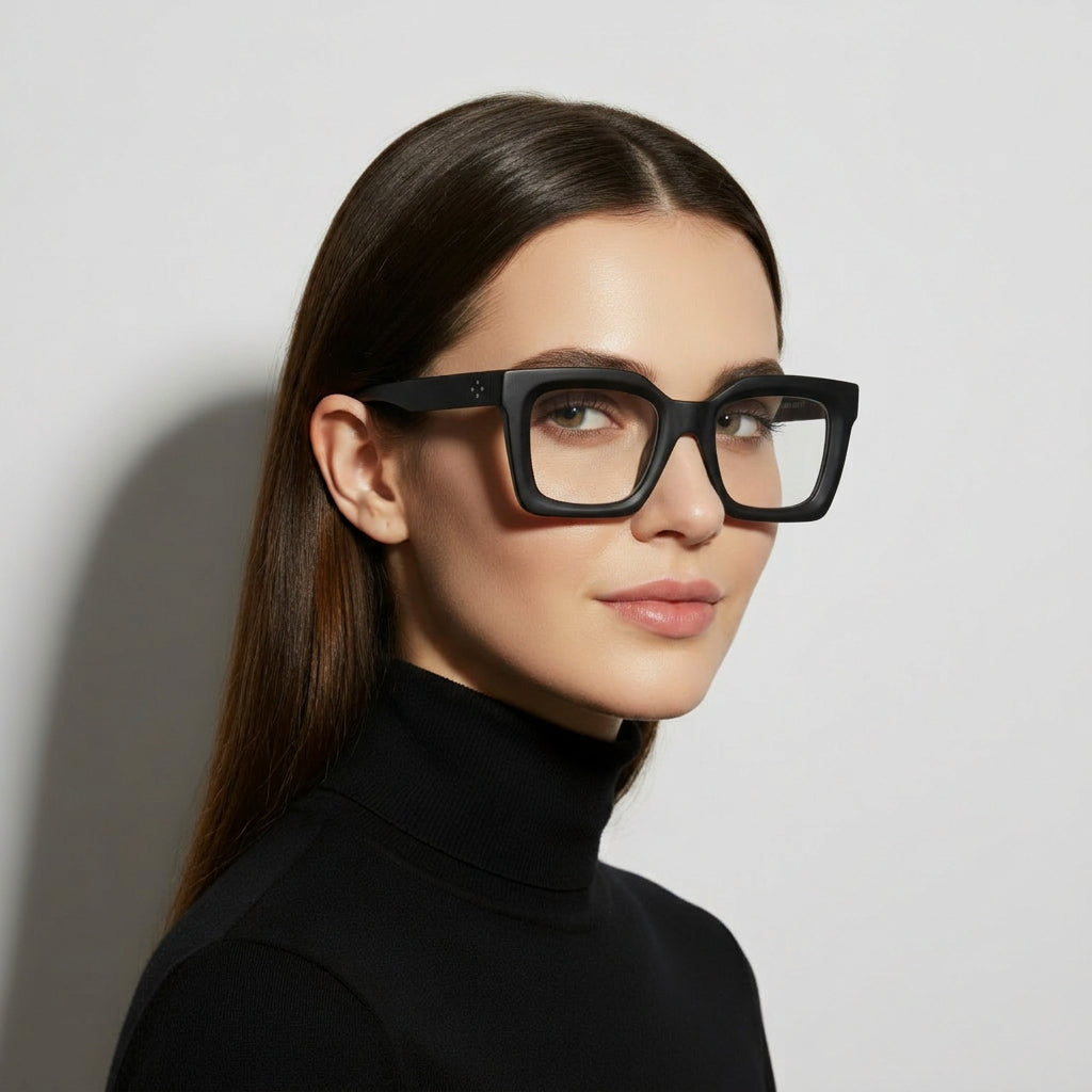 black oversized square glasses