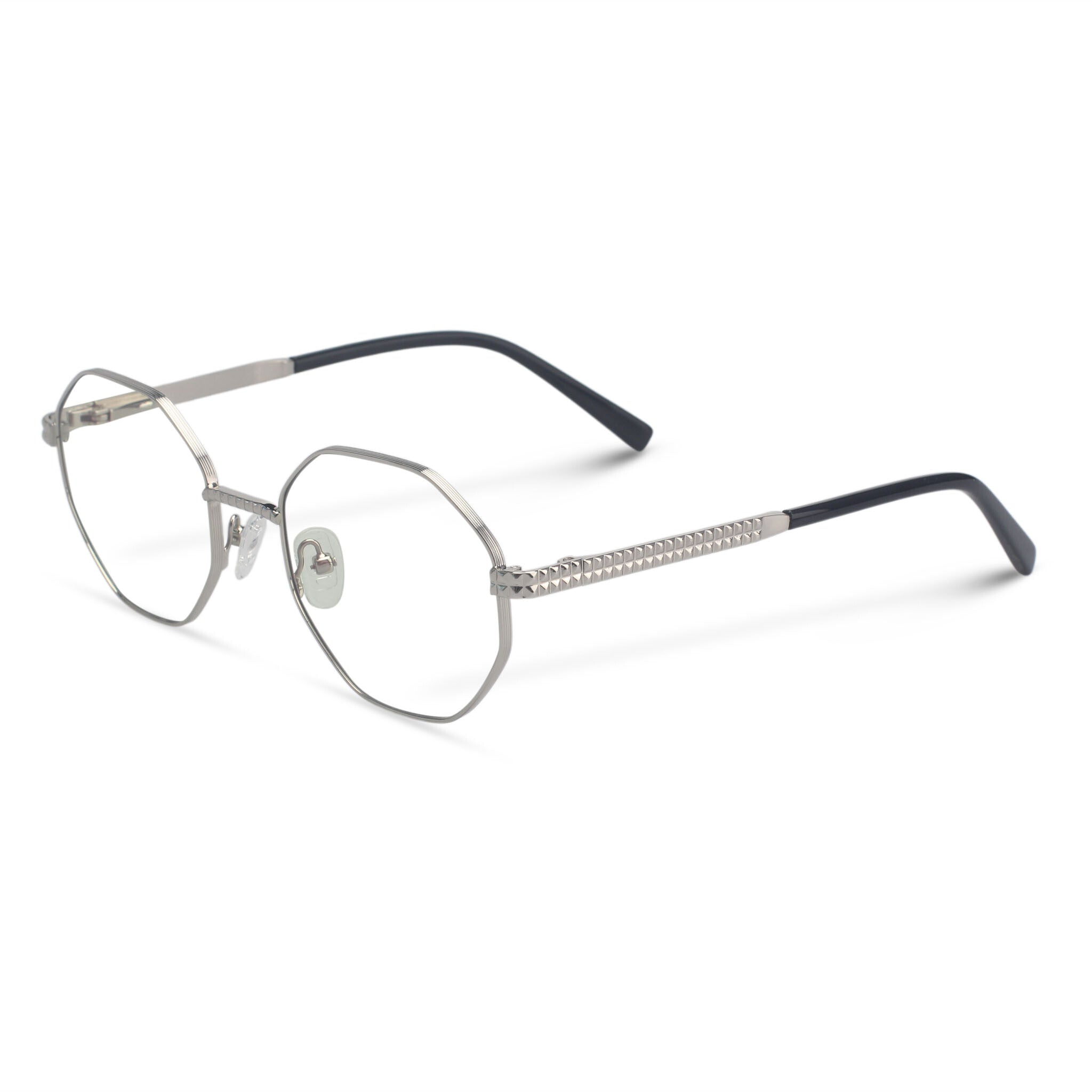 Metal geometric silver eyeglasses