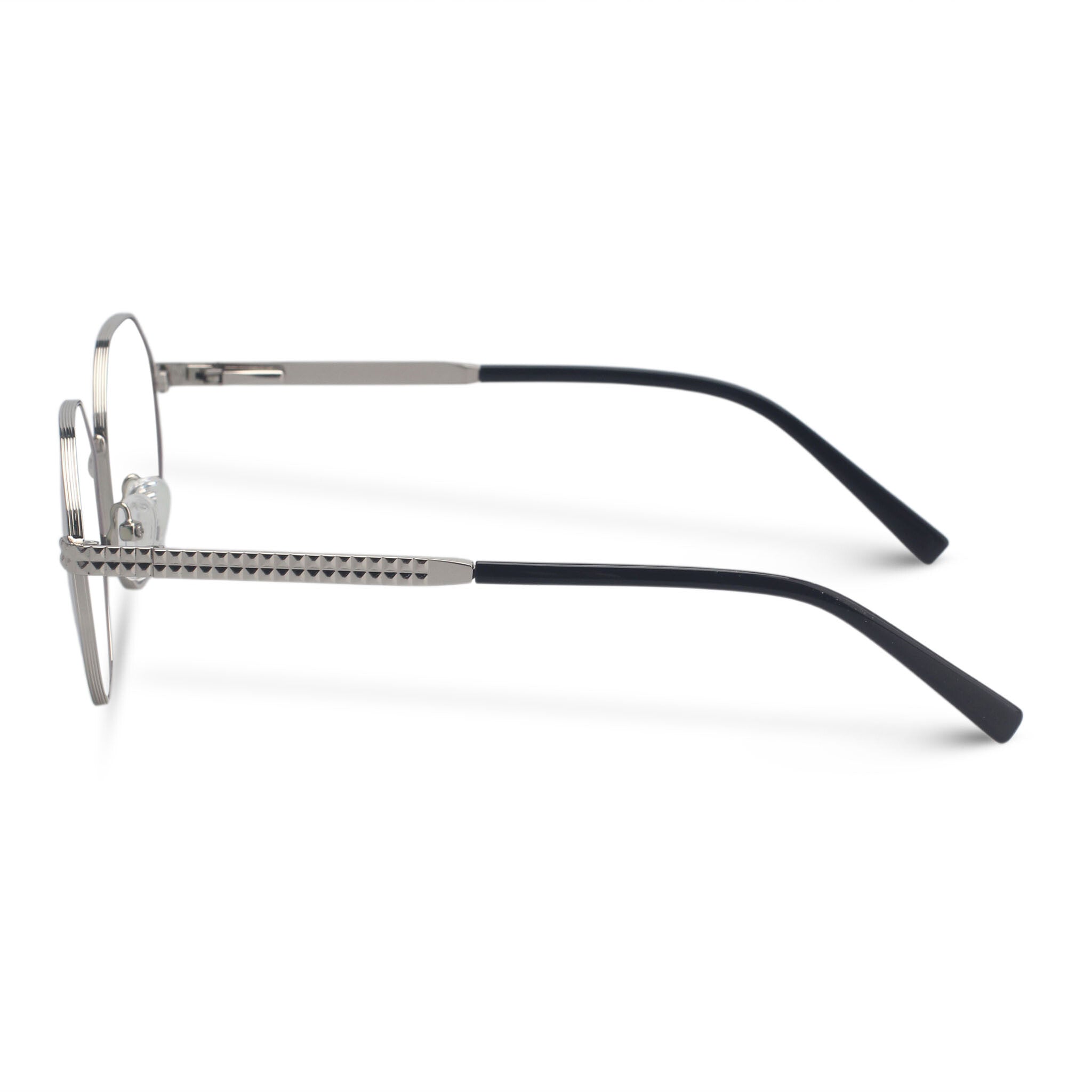 Metal geometric silver eyeglasses