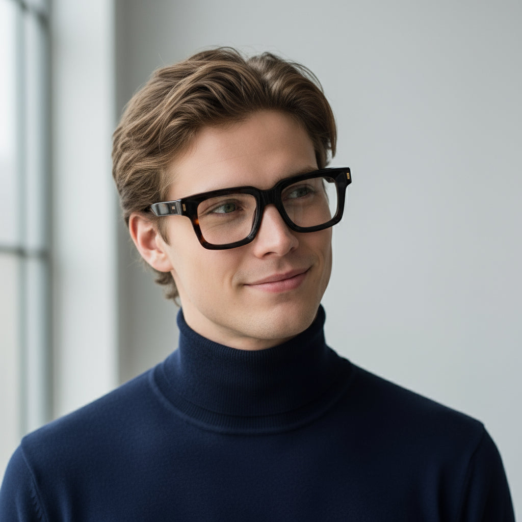 Bold square tortoise eyeglasses